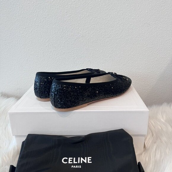 CELINE Triomphe Logo Les Ballerines Ballerina Laces Babies Alma Flats 38.5/ 39.5 - Picture 6 of 9